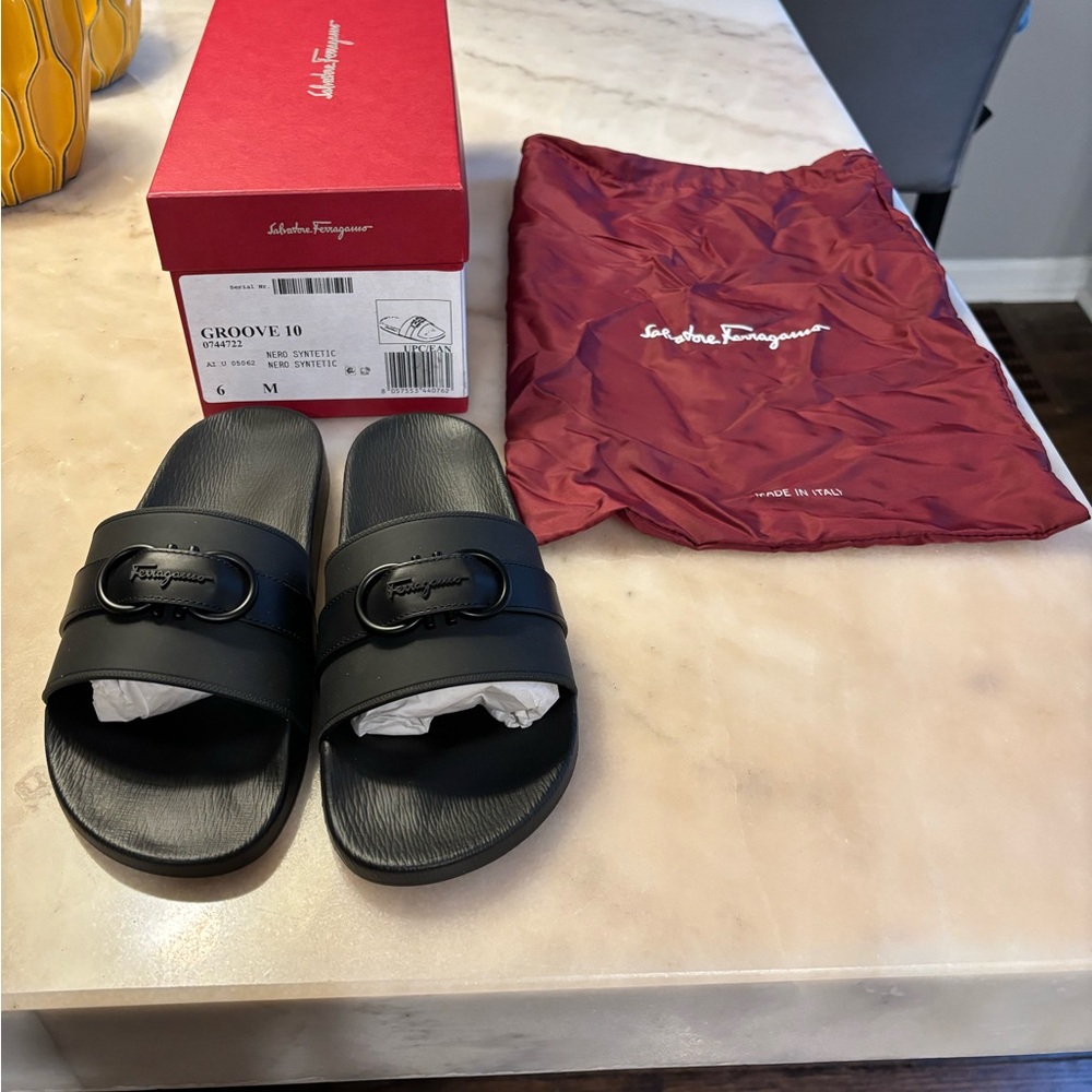 Salvatore Ferragamo Black Slippers Elegant Simplicity…Brand New